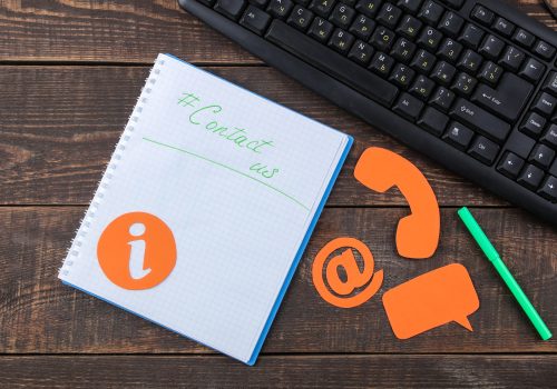 client-support-service-contact-us-feedback-desktop-with-notepad-glasses-various-feedback-icons-top-view